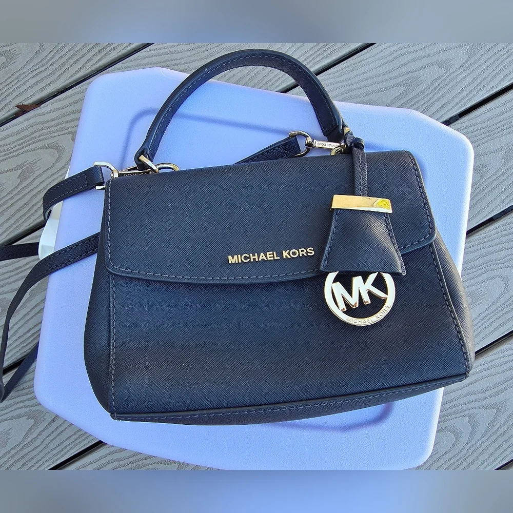 Michael Kors Ava Extra Small Saffiano Crossbody, Navy Blue - Picture 2 of 12